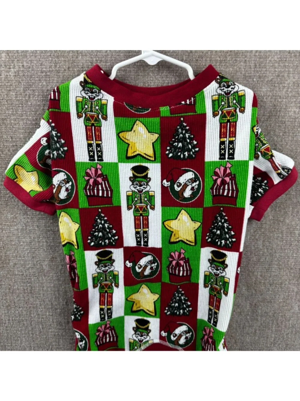 Bucees Christmas Dog Pajamas XL Pet Nutcracker Beaver Waffle Thermal Sleeper